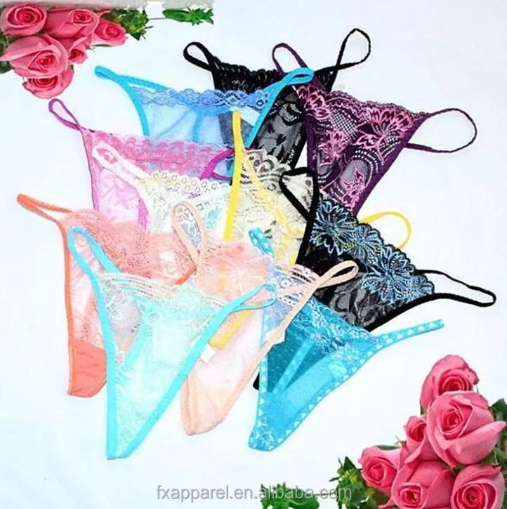 

Good quality mixed design women lace g-string underwear, As shown