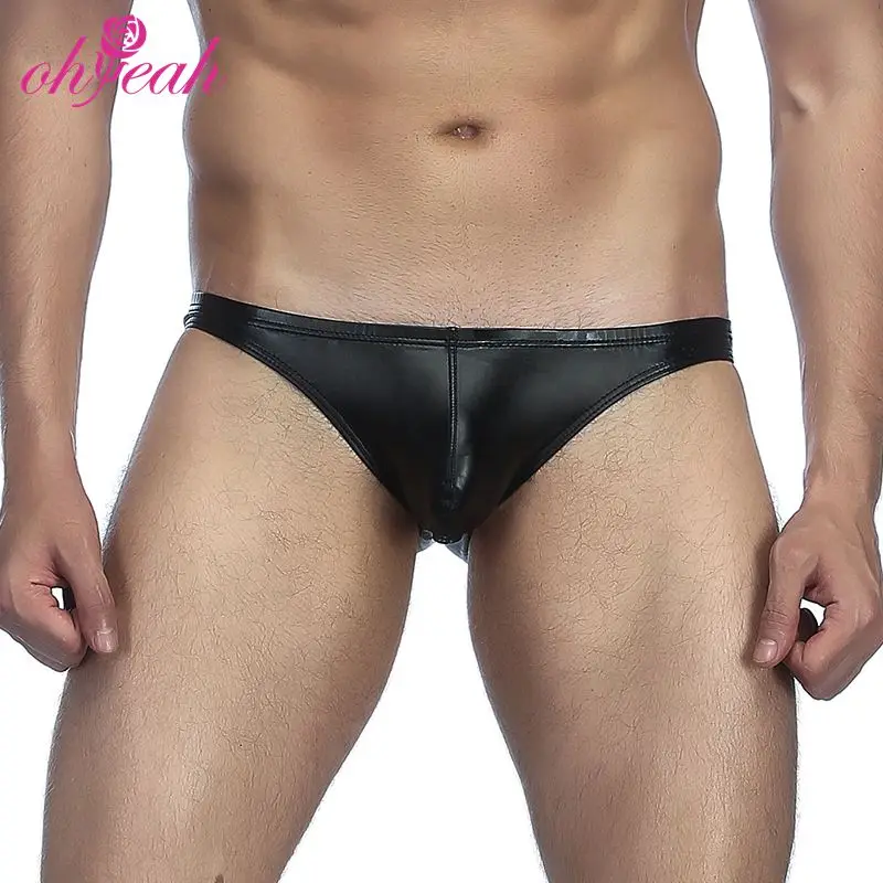 

New arrival new design cheap hot sexy man leather underwear, Black;sliver