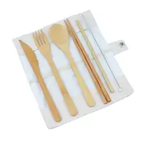 

Eco Friendly bamboo cutlery Reusable Natural Travel Utensils Wooden Flatware Kids & Adults Bamboo Cutlery Set