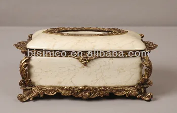Rectangular Porcelain Tissue Box With Cover Luxury Decorative Rectangular Porcelain Tissue Box With Cover Luxury Decorative Case Bronze Mounted Edge