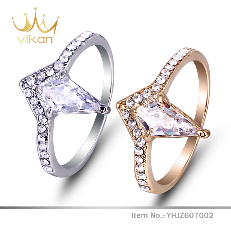 

Party gold plated rhinestone ring designs for girls jewelry, Rhodium;gold