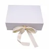 Wholesale custom printing wedding favors gift flip box coated art paper and grey cardboard foldable box with ribbon