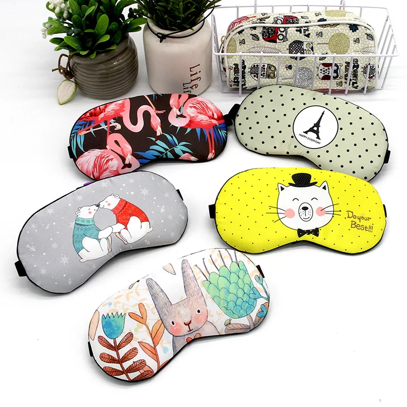 

Existing cartoon logo soft silk material eye sleep shading mask with Ice Bag, Customized color