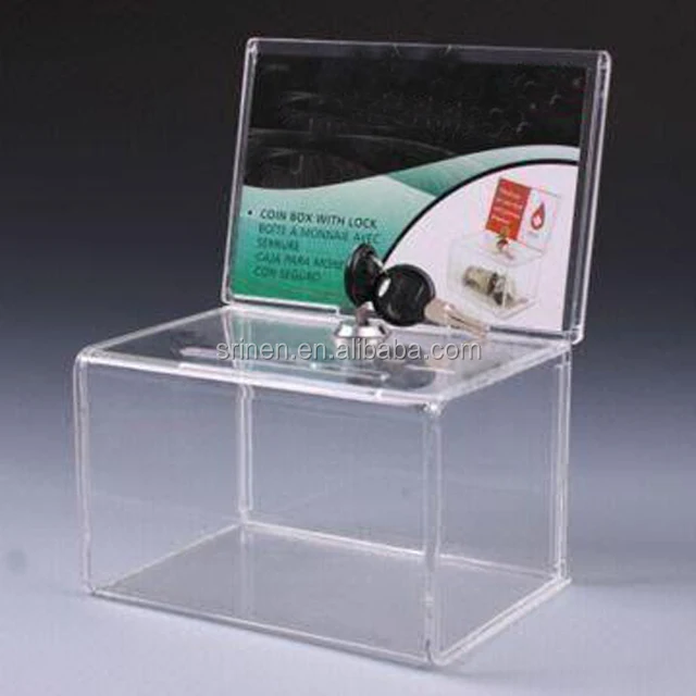 Cheap Clear Acrylic Donation Boxes With Strong Color For Decorative