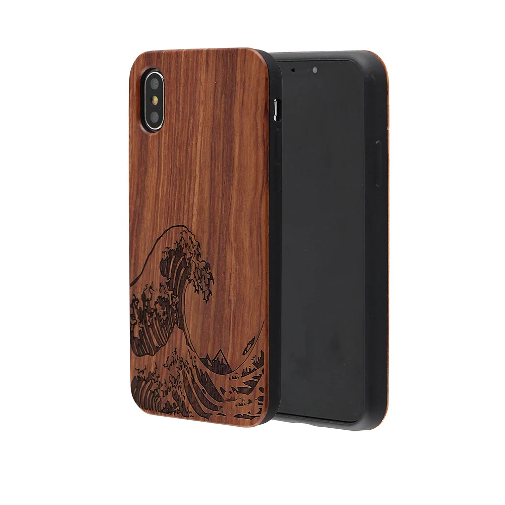 

Eco-friendly Engraving Wooden Mobile Cell Phone Accessories Phone Cases, Original wood color