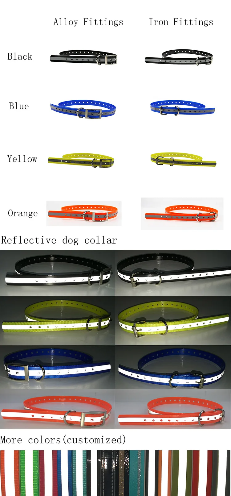 3/4 Inch Pet Trainer Replacement Reflective Tpu Training Dog Collar For