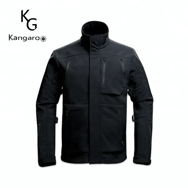 Men Softshell Fleece Concealed Zip Stand Up Collar Tactical Windbreaker Jacket