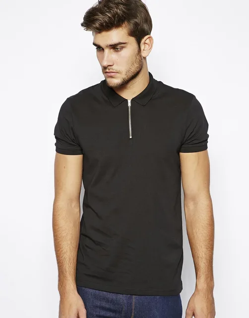 zip collar polo shirt