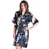 Women Summer Silk Kimono Bridal Robes Sleepwear Short Sleeve Nightgown Satin Pajamas