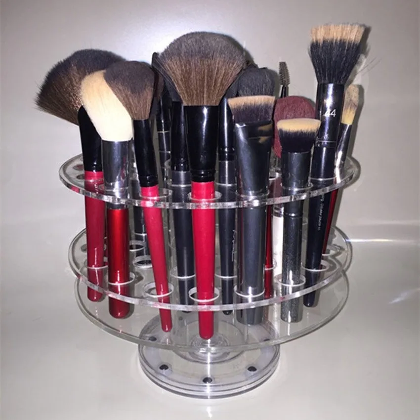 Spinning Clear Acrylic Brush Display Stand,Round Lucite Brush Lipstick Display Holder,Cosmetic
