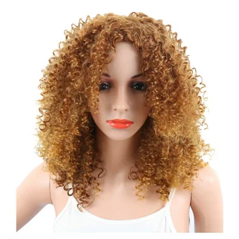 Leyuan Short Afro Kinky Lace Wigs Sew In Human Extensions Blonde