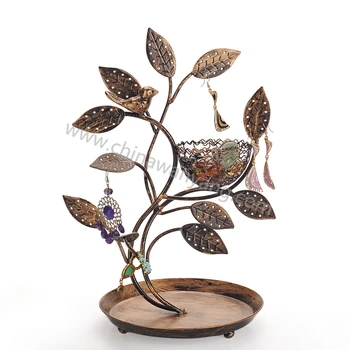 Bird Nest Jewelry Tree Earring Holder Bracelet Stand Round Plate Bird Nest Jewelry Tree Earring Holder Bracelet Stand Round Plate
