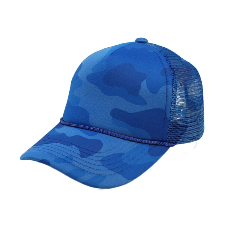 Custom Blue Camo Baseball Hat Blank Classic Rope Mesh Trucker Cap - Buy ...