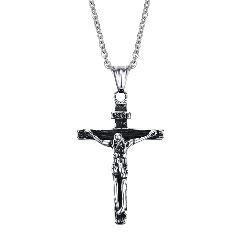 

Jesus Christ INRI Crucifix Cross Pendant Necklace, Stainless steel ,gold ,antique