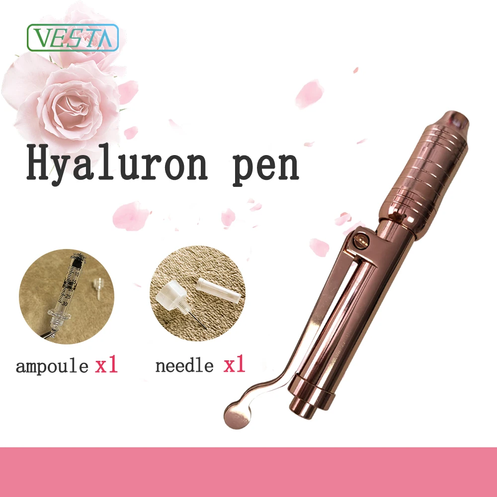 

Vesta hot sale Rose Gold Hyaluronic Injection Pen Ampoule Hyaluronic Acid Pen Needle Free Injector For Wrinkle Removal