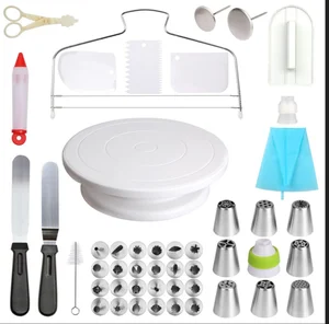 Image of Hot Selling 2018 Amazon Revolving Cake decorating Turntable Rotating Cake Stand with Angled Icing Spatula and Icing Smoother