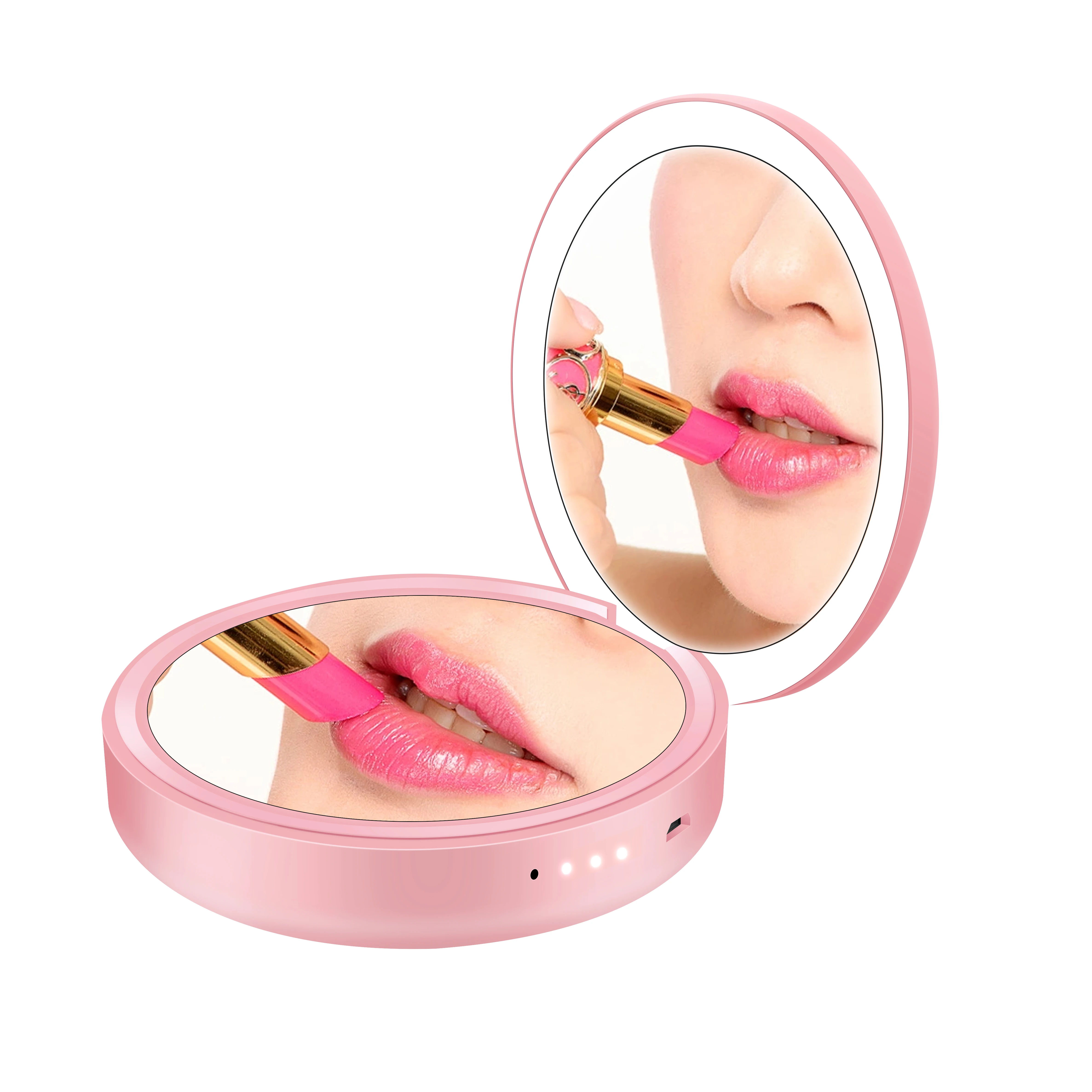 

2020 new products Portable Compact vanity Mirror powerbank Lighted LED with light Power Bank Charger for girl makeup power banks