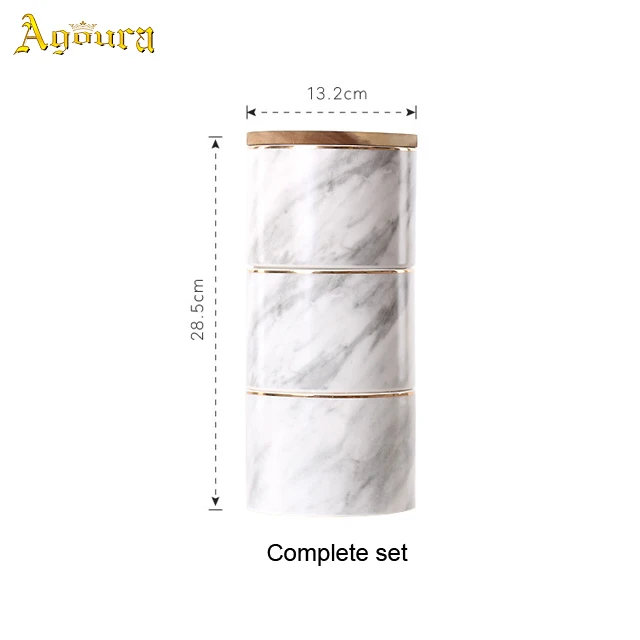 

White fashionable Marble three-layer ceramic sealed can, Black,white