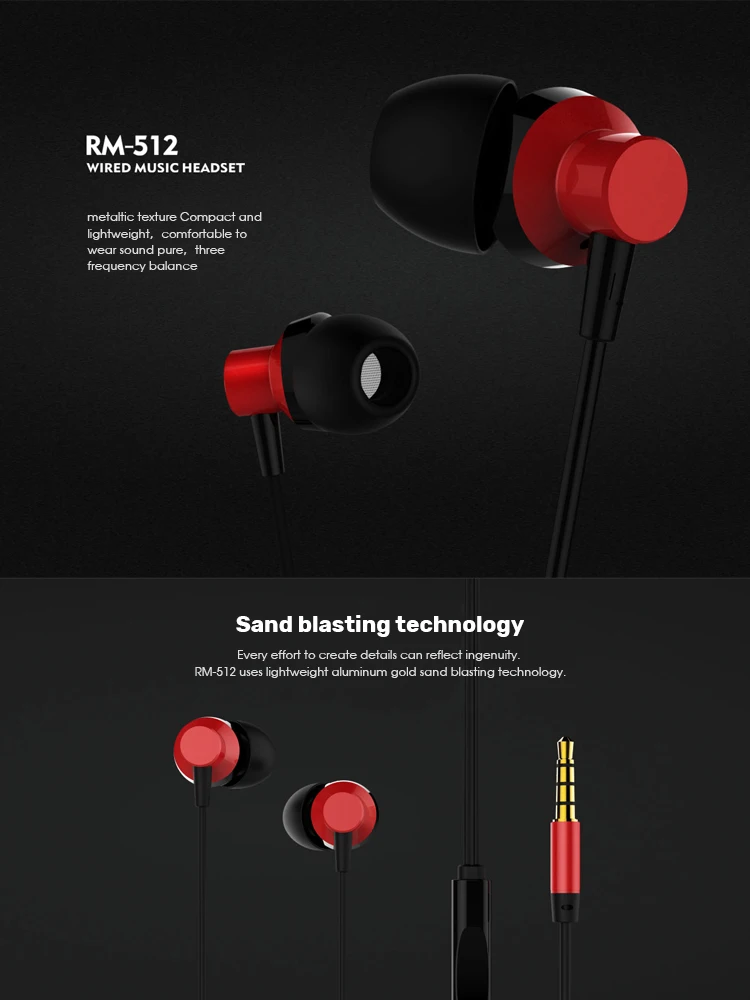 Remax RM-512 in ear mini headphone wired sport earphone