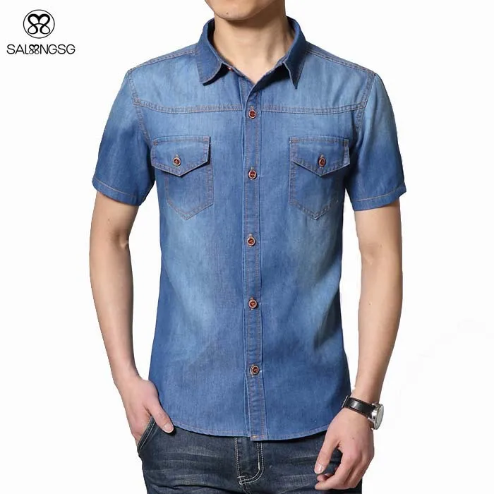 polo short sleeve denim shirt