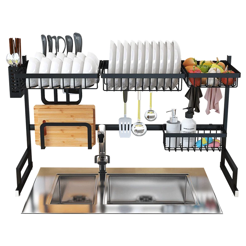 

Dish Drying Rack Over the Sink Stainless Steel Kitchen Supplies Storage Holder, Silver