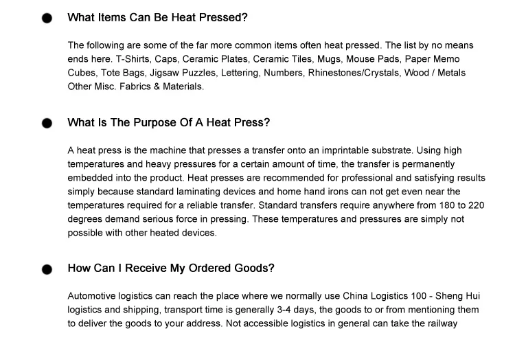 heat press printing price list