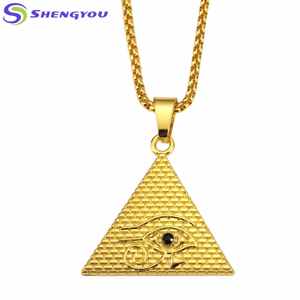 

Jewelry Fashion Necklaces Gold Chain With The Eye of Horus Pyramid Pendant Necklace Men, Gold/silver