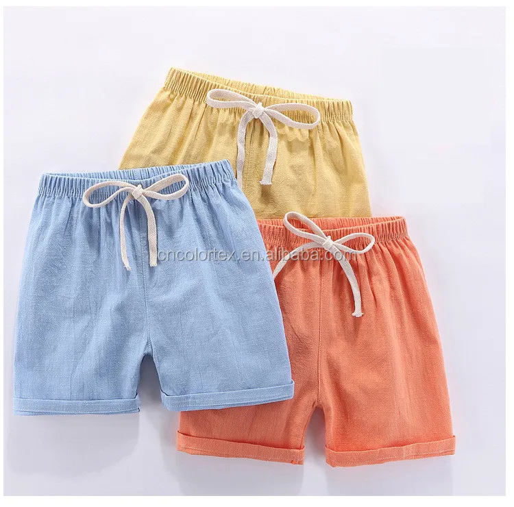 EISHOW 2-7T Toddler 3-Pack Shorts Set Baby Boy Girl Shorts Summer Cotton Linen Solid Color Short Beach Pants with Pocket 