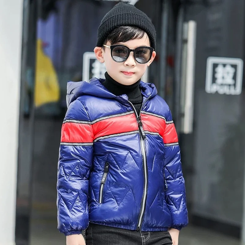 
Good Price Wholesale High Quality Contrast Padding Zipper Public Kids Boys Winter Thick Jacket With Hood 