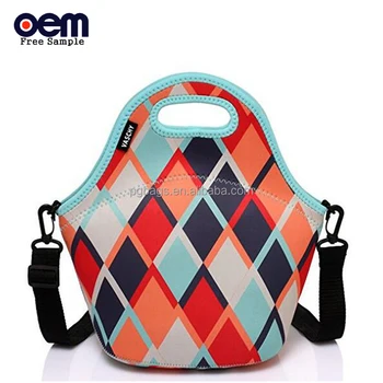 neoprene lunch bag with shoulder strap