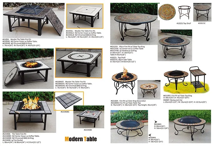 Garden Patio Heater Marble Finish Fire Pit Brazier Coffee Table