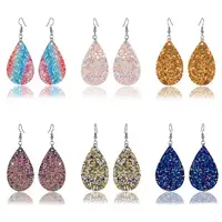 

Punk Jewelry Women's Part Accessories Glitter Water Drop Leather Earrings