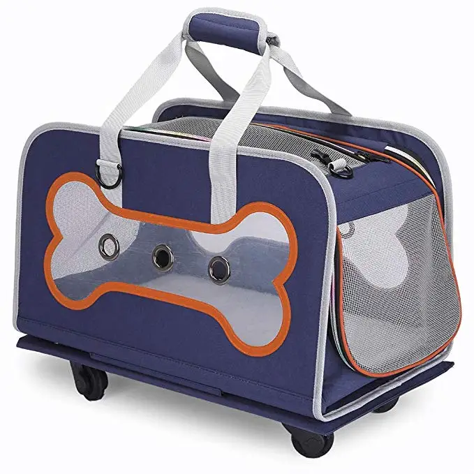 Dog Rolling Carrier Trolley With Wheels Telescopic Handle Collapsible