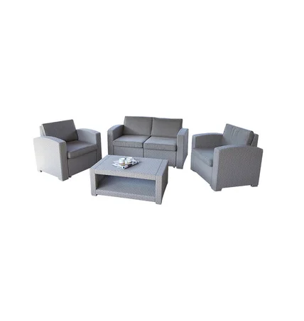 
Garden Four Seater Sofa and Coffee Table,Patio Injection PP Plastic Rattan Sofa Set 