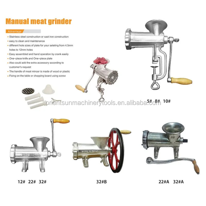 hand meat grinder sizes
