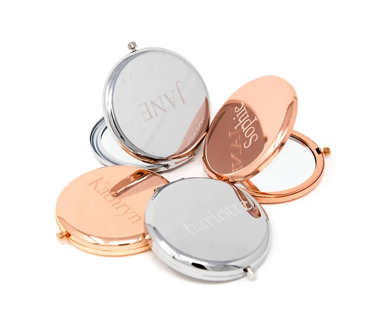 

Round Gold Personalized custom luxury compact mirror Wedding Favors gift