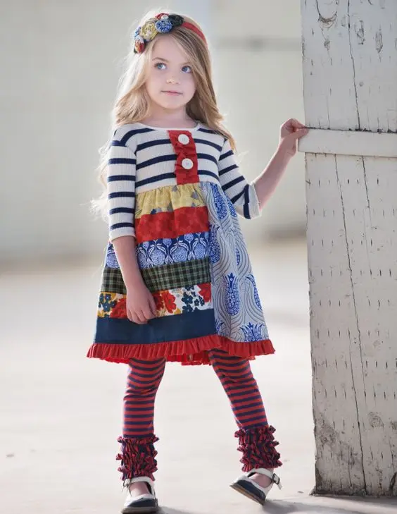 Remake Little Girls Fall Winter Boutique Outfits Toddler Adorable Floral Ruffle Leggings Set