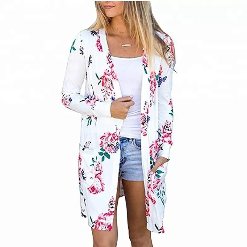 

C89 Floral cardigans Women Autumn Blouse Cardigan kimono Japan 2018 New Cover Up Plus Size Floral Female Casual Sexy Pocket, N/a
