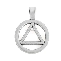 

Custom Antique Silver Circle And Triangle Shaped Alcoholics Anonymous Recovery Symbol Charms