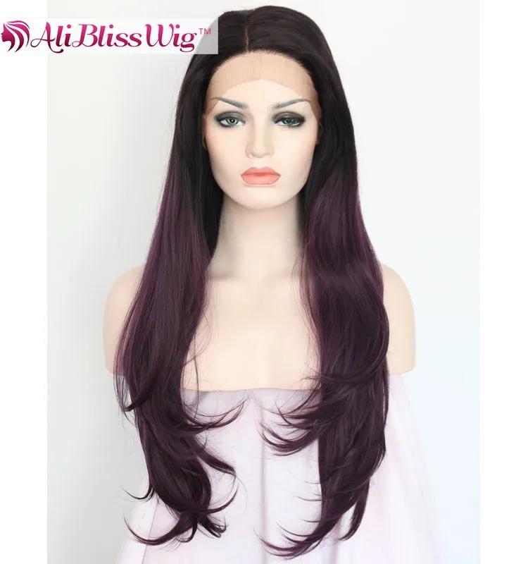 24 Pryamye Volnistye Srednij Probor Mnogoslojnye Strizhki Dlinnye Volosy Dva Tona Fioletovyj Ombre Sinteticheskie Pariki Shnurka Dlya Chernyh Zhenshin Buy Mnogourovnevaya Strizhka Dlinnye Volosy Parik Fioletovyj Ombre Sinteticheskie Pariki Shnurka Dlya Chernyh