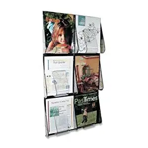 Wholesale CASE of 2 - Deflect-O Stand-Tall Wall Literature Rack-Lit. Rack,6 Pockets,3 Row High,18-1/4"x35-1/4"x2-7/8",Clear