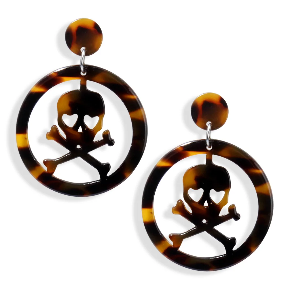 

Foreign trade new style creative personality circular skull acetic acid plate earrings earring simple retro earrings for women, Purple