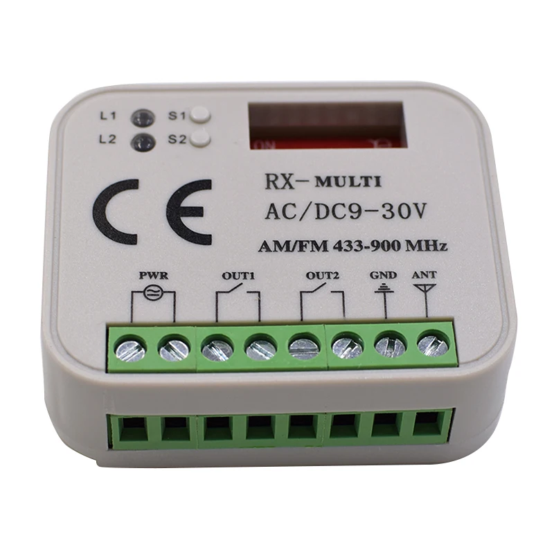 

RX MULTI 300-900MHZ AC DC 9-30V Universal receiver suits FAAC DITEC CAME DOORHAN Hormann SOMFY transmitter/remote control, White