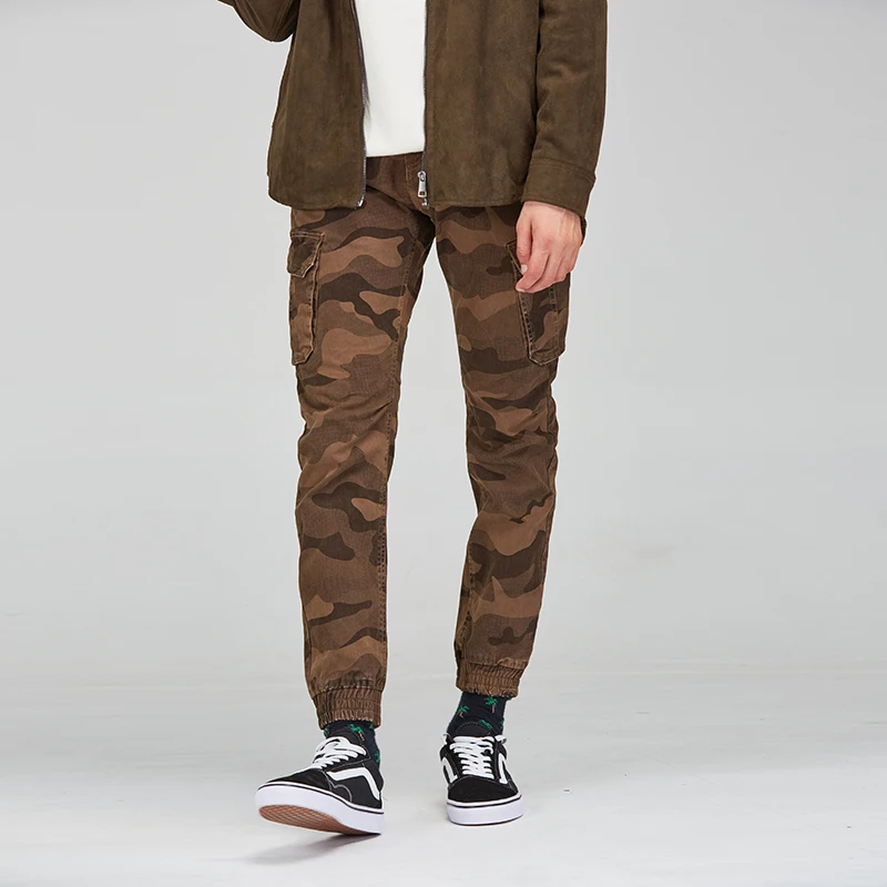 
SA-D901A factory high quality new OEM casual fashion military garment dyed 6 pocket pantalon wholesale mens camo cargo pants 