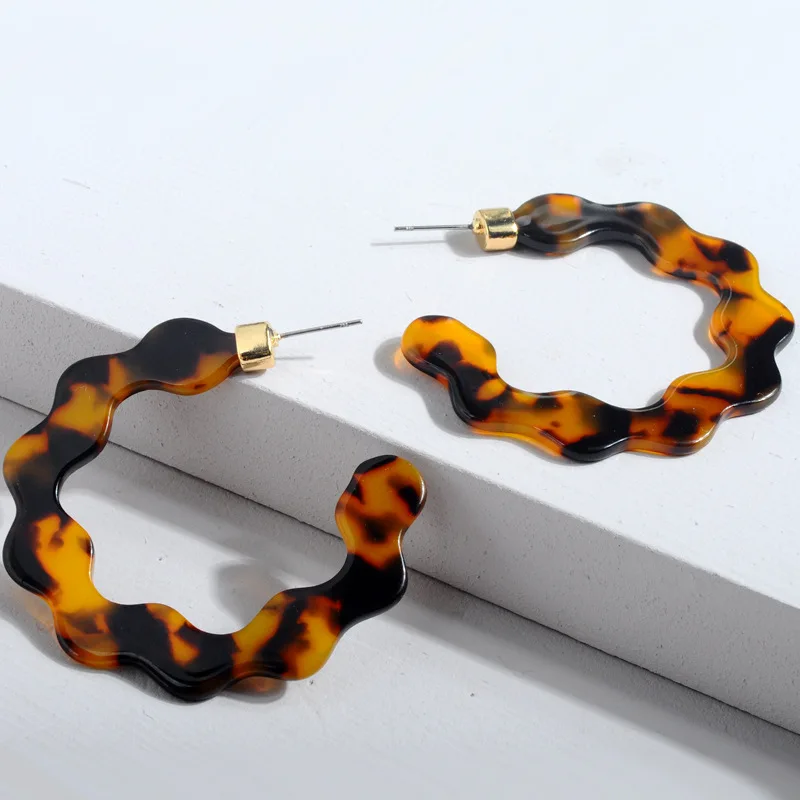 

Tortoise Shell Acrylic Earrings With Gold Cap Women Acetate Hoop Earrings 2019, N/a