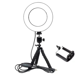 16cm Dimmable LED Selfie Ring Light Mini Tripod