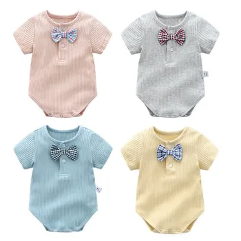 Bebe Recien Nacido Ninos 100 Algodon Mameluco Con Pajarita Color Solido De Una Pieza De Ropa Para Nino Buy Mameluco Para Bebes Ropa De Una Pieza Para Bebes Mameluco Tejido Para Bebes Product