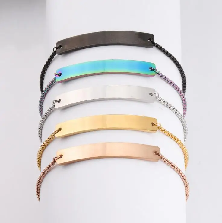 

Custom Personalized 316L Stainless Steel Rose Gold Plated Adjustable Bracelet, Steel, rose gold,gold.black,rainbow