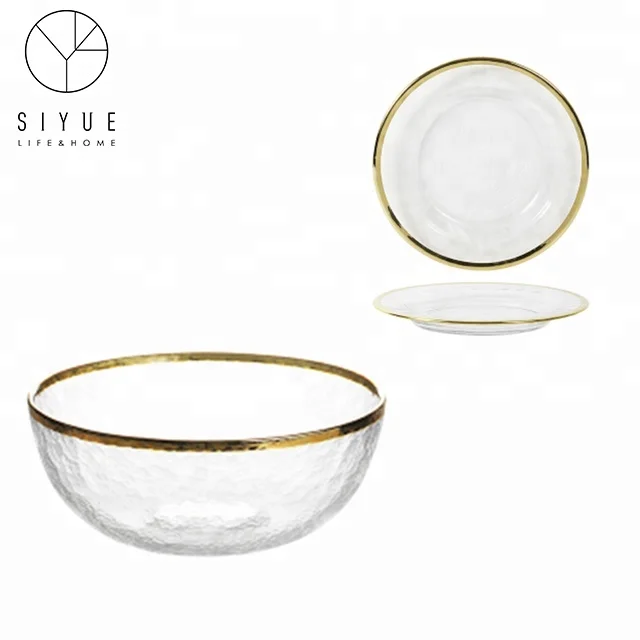 

wholesale hot selling glass salad bowl fruit bowl for wedding, Gilt