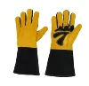 PRI yellow full cotton lining leather tig welding argon welding gloves leather,leather workers gloves